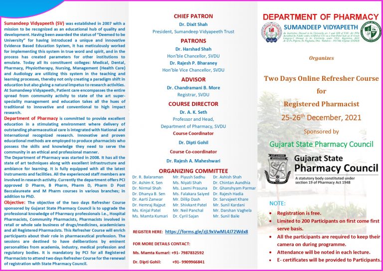 Refresher course for registered pharmacist College of Pharmacy